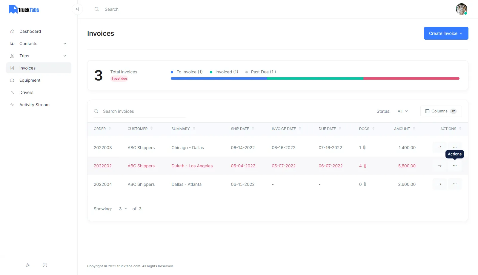 TruckTabs Invoice Management