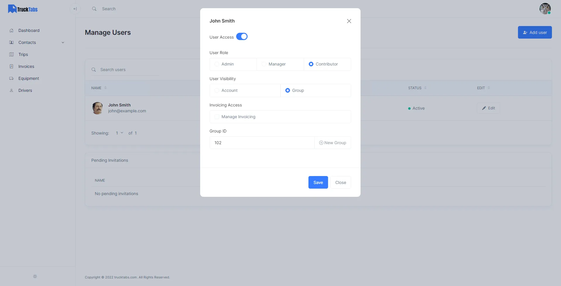 TruckTabs User Management